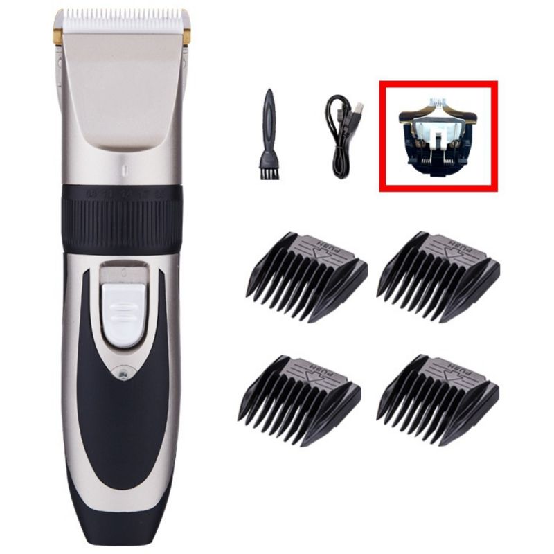 Electric Pet Hair Clippers Dog Fur Trimmer Grooming Hairdresser Kit Rechargeable Cordless Haircut Machine: Gray