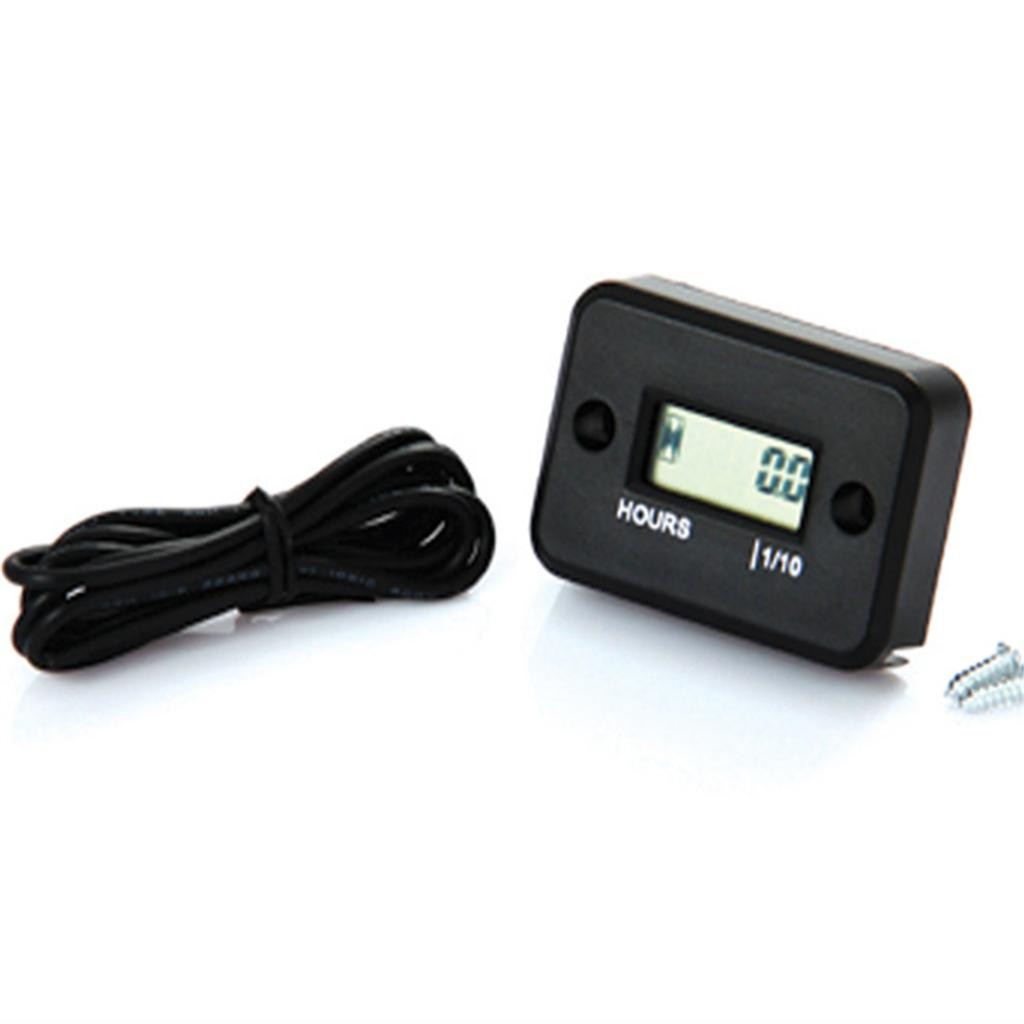 Black Inductive Hour Meter For Marine ATV Motorcycle Dirt Ski Waterproof