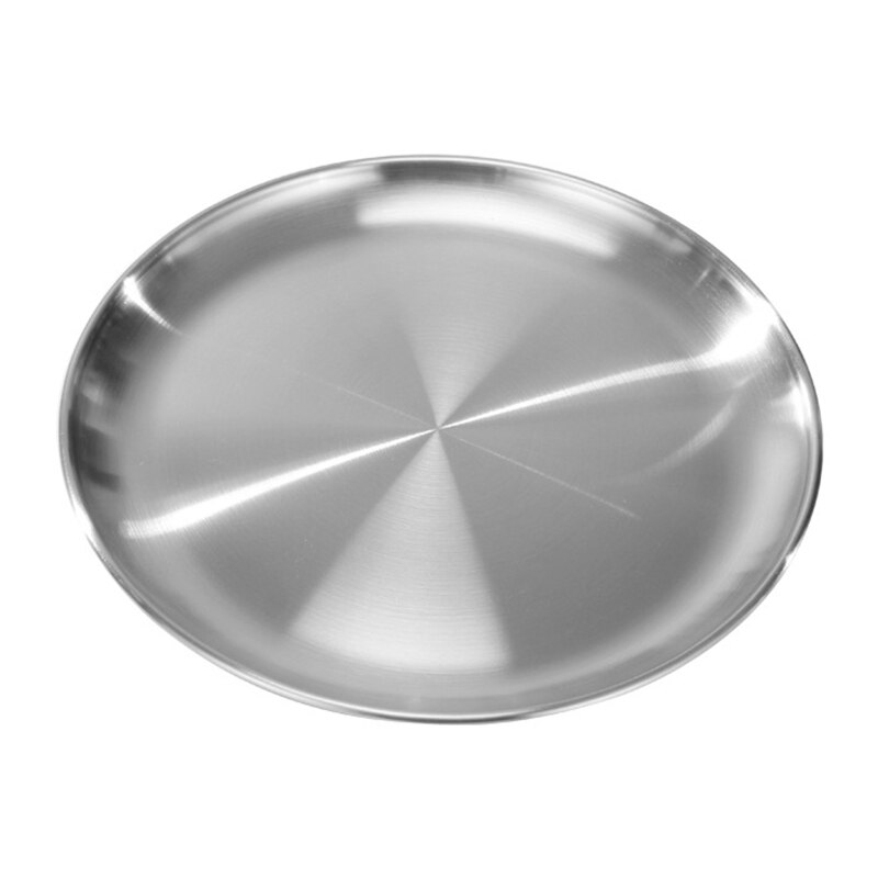 Diameter Circular Cold Plate Disc Stainless Steel Flat Plate Dishware Thickened Shallow Tray Restaurant Plate Flat Dish: Default Title