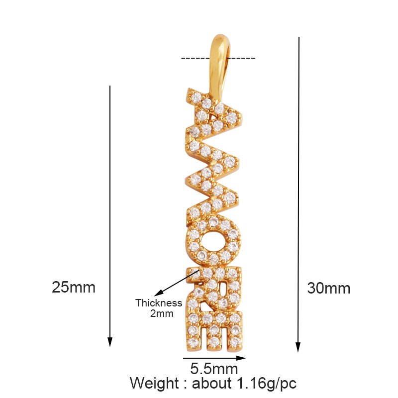 Fine LOVE KISS BABY ANGEL DEAR MAMA LUCKY Letter Charm Pendant Jewelry, Trendy Necklace Accessories Hand Making Supply K50