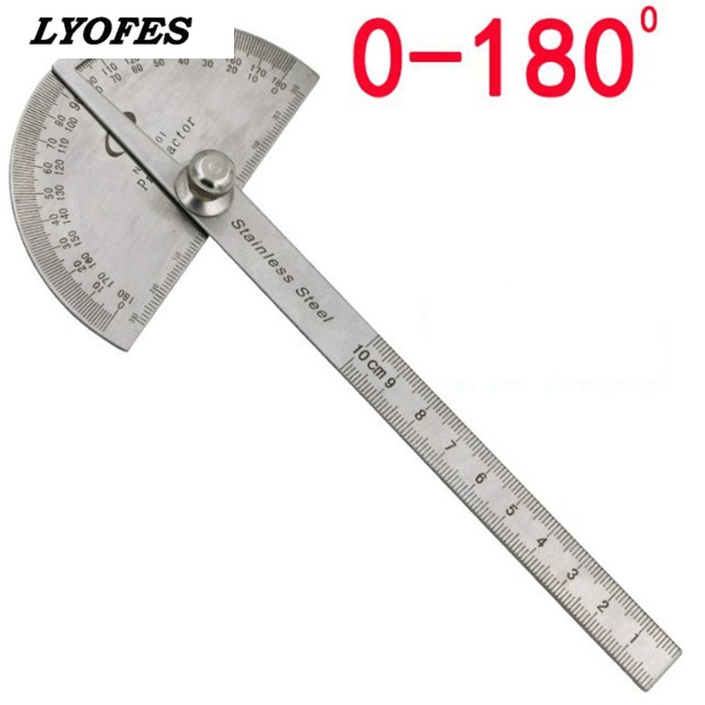 Stainless Steel Protractor Round Head Rotary Angle Rule metal Arm Ruler Adjustable Multifunction Mathematics Measuring Tool