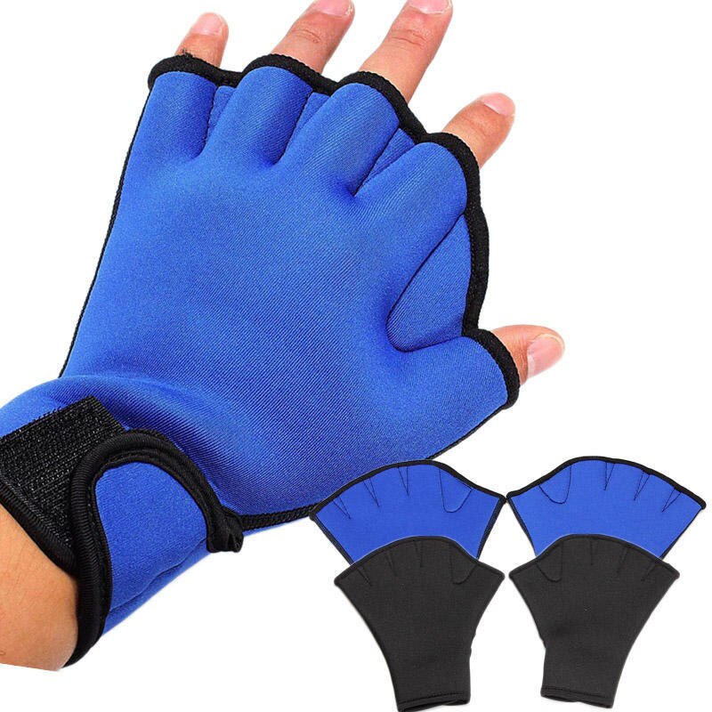 1 paar Schwimmen Handschuhe Aquatische Fitness Wasser Widerstand Trainings Paddle Halbhand Mitten Hand Werkzeug Multi-größen Aerobic Klassen