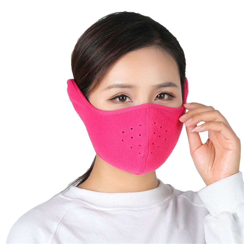 Hiver Thermique Masque Épaissir Polaire Coupe-Vent Hautement Respirant Hommes Femmes Ski Cyclisme Accessoires de Sport En Plein Air: rose red