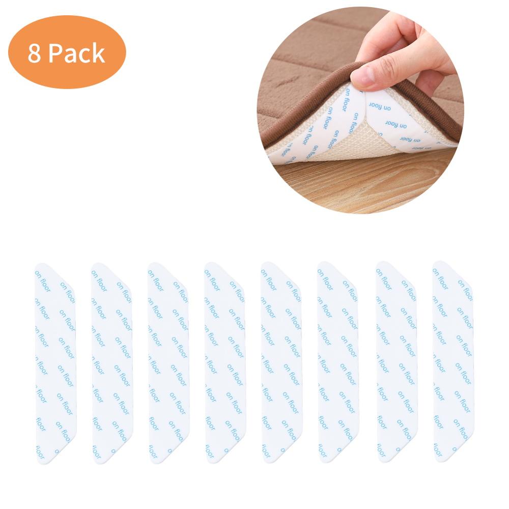 8 Stks/set Badmat Fixer Tape Tapijt Patch Rug Grijpers Zwart Anti Curling Tapijt Grijper Anti Slip Herbruikbare Wasbare Tapijt patch: White