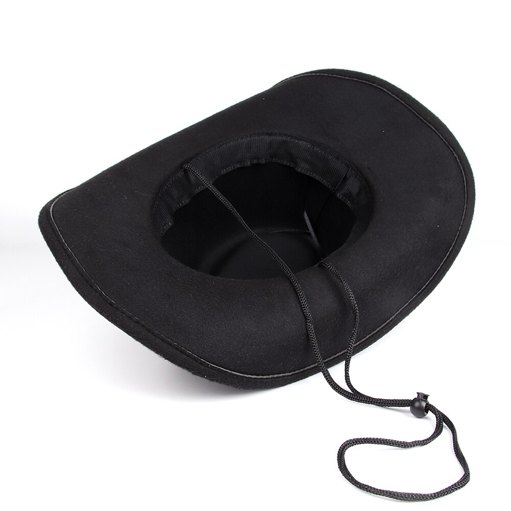 Cappello da cowboy occidentale da donna in lana da uomo con cappello da cowgirl jazz a tesa arrotolata con cintura a testa di toro cappello da sombrero fedora Chiesa