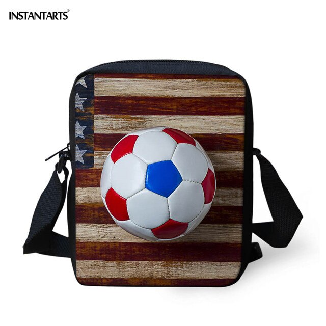 INSTANTARTS 3D Soccer Goal Ball Print Crossbody Bags for Boys Casual School Students Bookbag Small Messenger Bag Handbag Mochila: HMC1368E