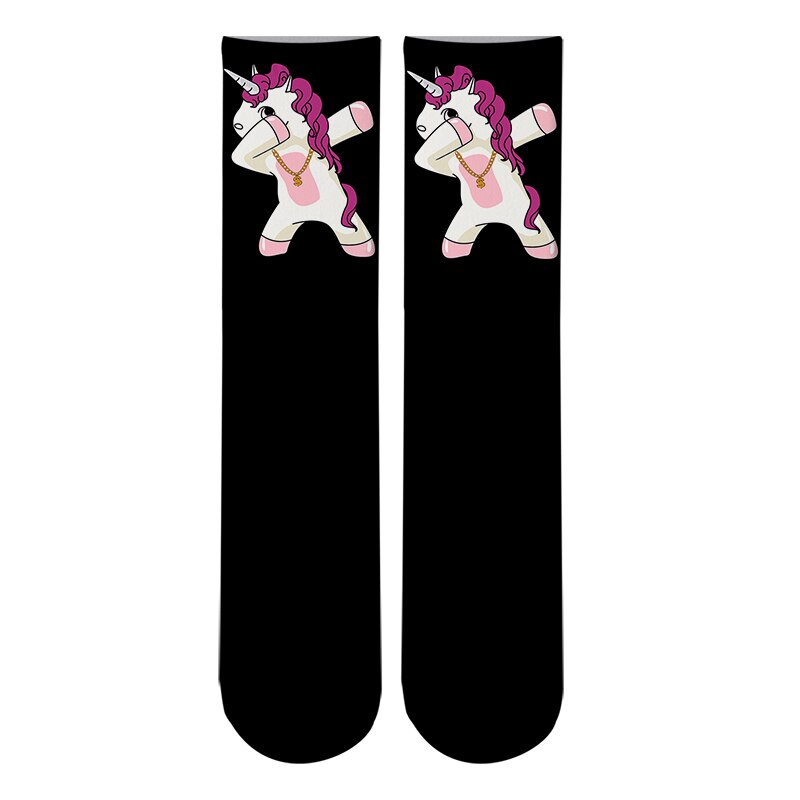 gal moro kul 3d skrive ut enhjørning fargerike lange sokker menn romvesen morsom mannskap sport sokker nyhet kvinner rør kawaii rosa sokker: 5