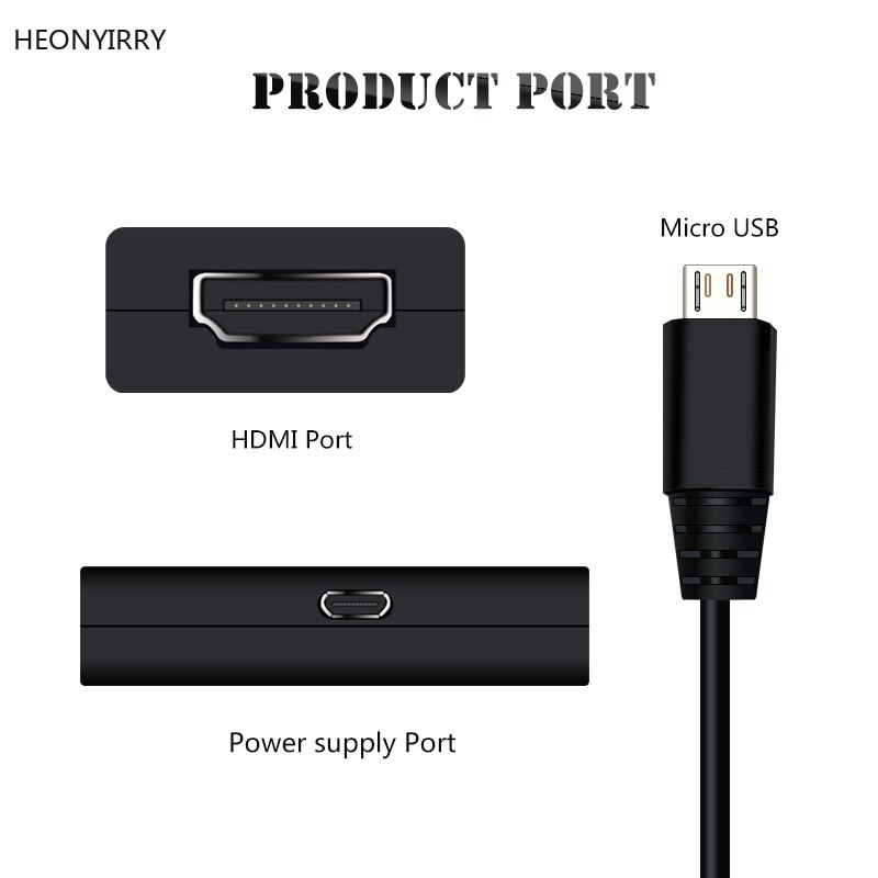 Micro USB to HDMI Adapter Cable Mirco USB to HDMI HD Conversion Cable for Mobile Phone Tablet PC and other Devices