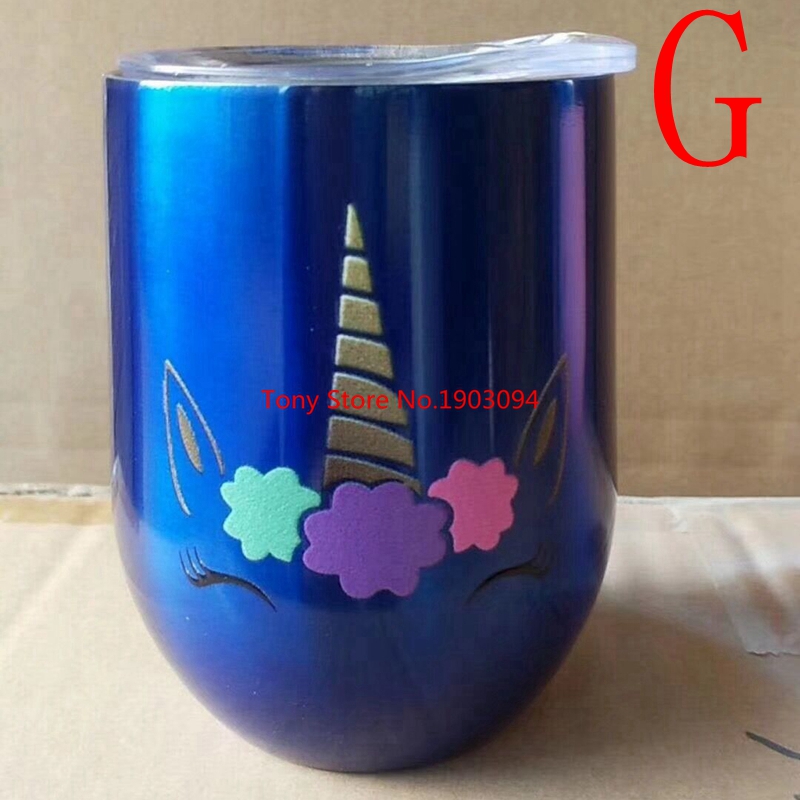 9oz 304 acier inoxydable licorne coquetier licorne tasses licorne tasses garder garder froid avec couvercles: G