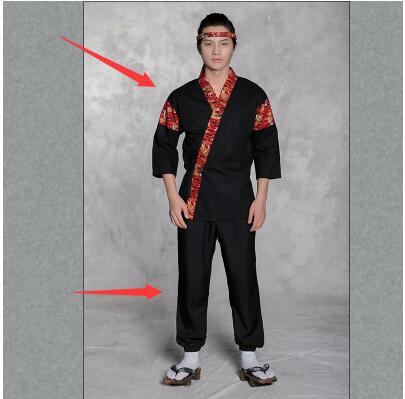 Japanilainen keittiö työvaatteet ravintola univormu mies nainen tarjoilija univormu sushi kimono: Ruskea / L