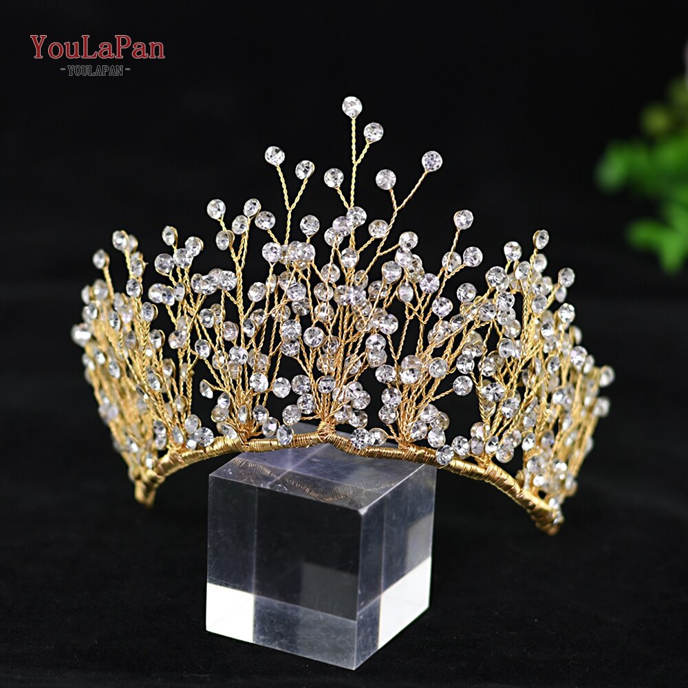 YouLaPan HP193-G little wedding crown children's headband bridal headband Gold bridal headband for women