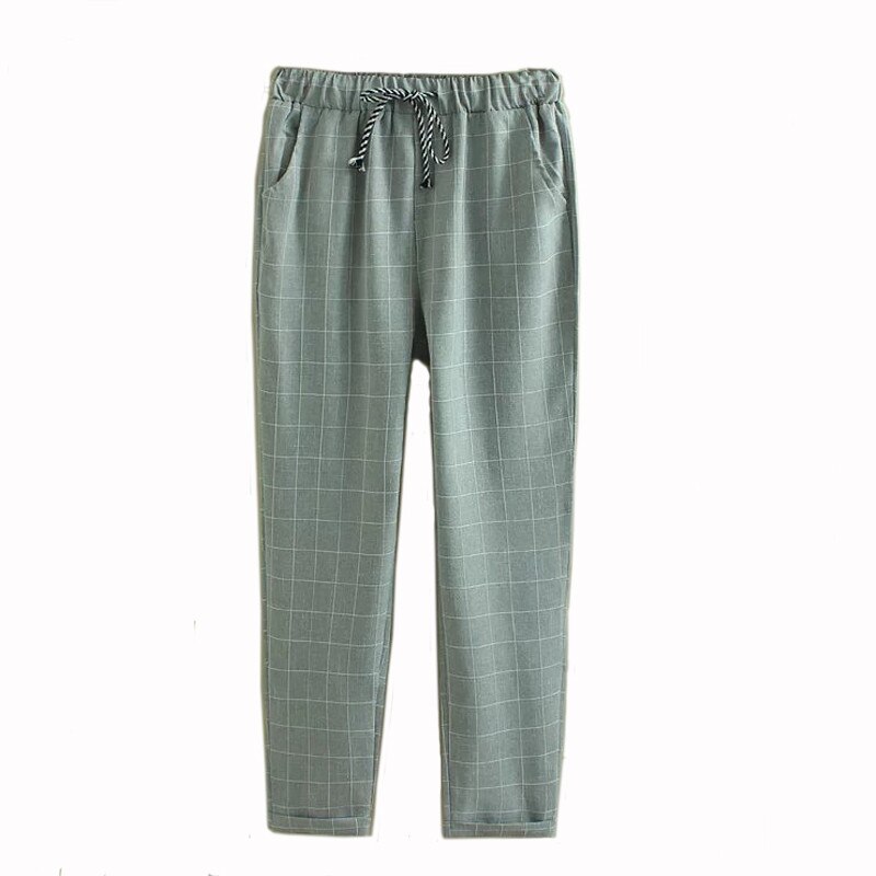 TESSCARA Women Plaid Casual Pants &amp; Capris Good Female Bottoms Trousers Spring Summer Harem Pant Plus Size S-3XL: Little Grey / XXL