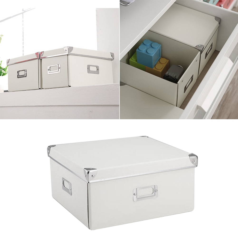 Portable Storage Case With Cover Foldable Paper Household Storage Box White Organizer Bag For Bedroom Living Room