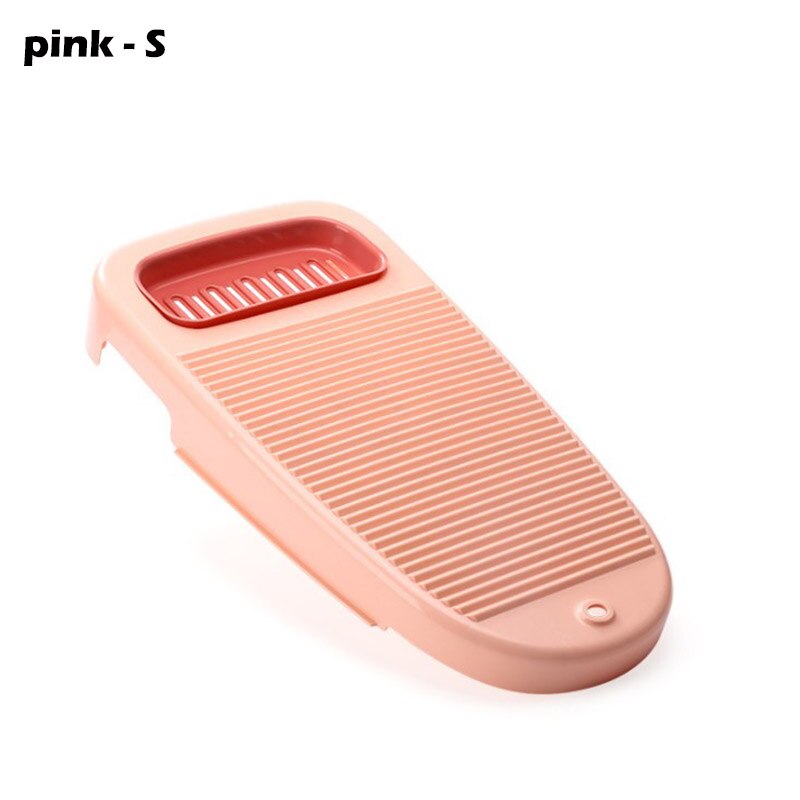 2 in 1 Laundry Clothes Washing Board Plastic Thicken Washboard with Soap Holder Seat Box Scrubbing Bathroom Cleaning Laundry: pink - S