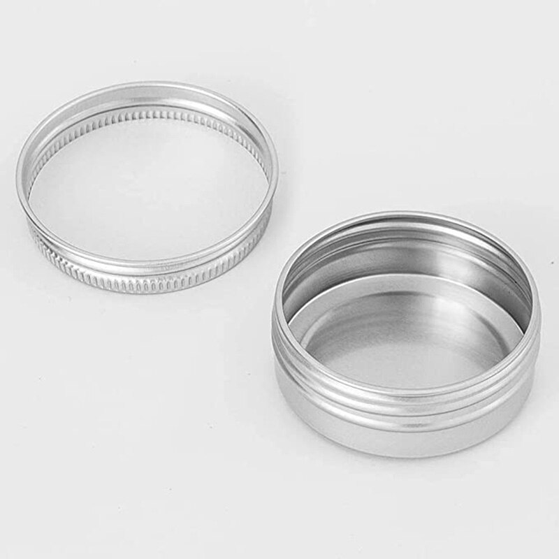 LBER 35Pcs 2 Oz Food Tins Aluminum Storage Cans Screw Top Round Steel Tins Cans with Screw Lid Screw Lid Containers