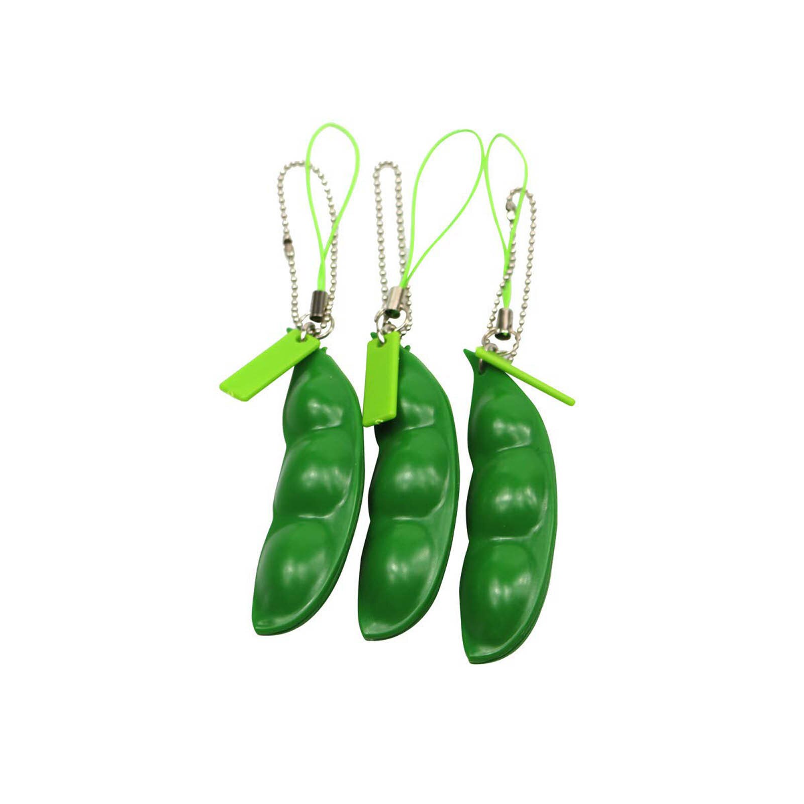 Oneindige Squeeze Edamame Speelgoed Erwten Bonen Sleutelhanger Popit Fidget Squishy Decompressie Squeeze Een-Ti Stress Volwassen Figet Stress Speelgoed: 3 PCS
