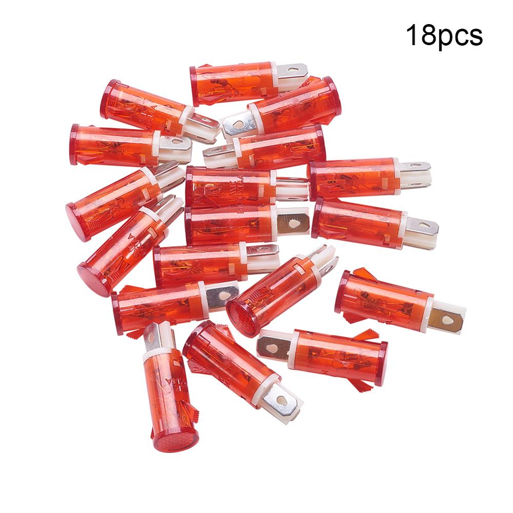 Othmro 13mm Flat Top Pilot Signal Lamp Panel Plastic Indicator Light Motorcycle LED 220V Red/ Green/Yellow Light MDX-14A: Red 18pcs