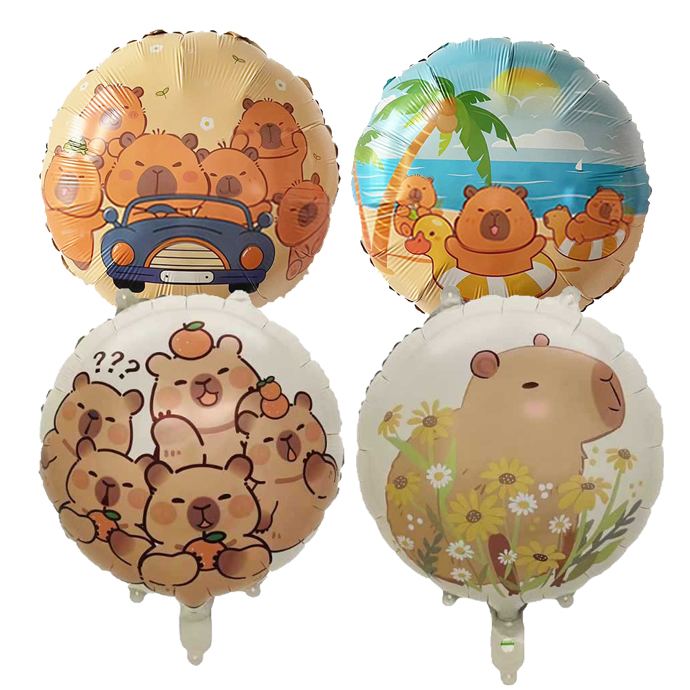 Juego de Globos con tema de capibara de dibujos animados, decoraciones para de cumpleaños de animales para niños con número de lámina de caramelo de 32 pulgadas, Globos para Baby Shower, juguete de: YELLOW