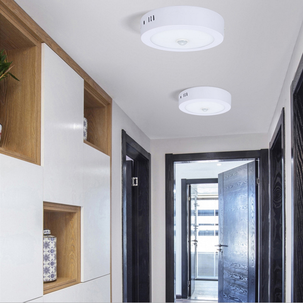 Square Round LED Ceiling Light PIR Motion Sensor LED Panel Light Surface Mounted Human Induction Ceiling Light Bathroom Aisle