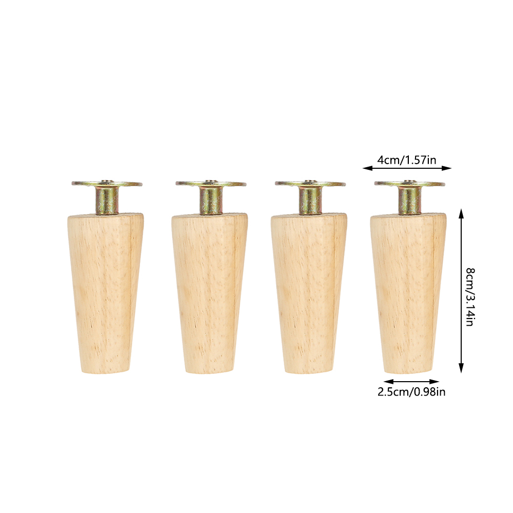 Mysummer 4PCS 2 Inch Wooden Unpainted Furniture Legs With Mounting Plates Screws - View #5