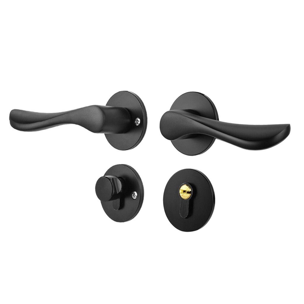 Door Handle Lock Front Back Lever Lock Bathroom Bedroom Door Handles #1