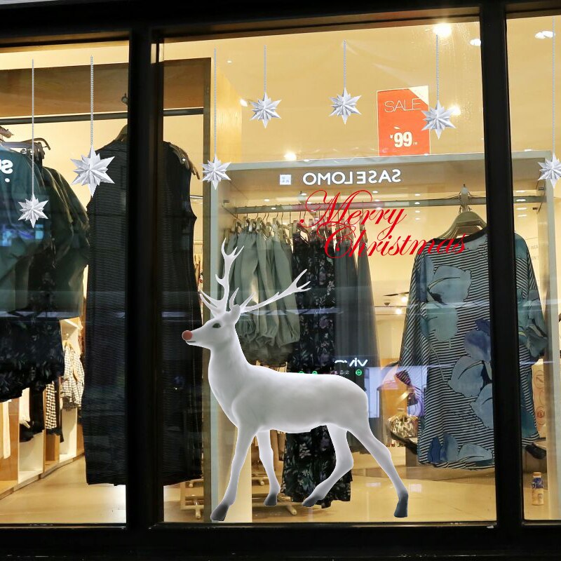 Christmas Window Clings, Cute Reindeer Window Stickers Decals for Home Decoration PVC