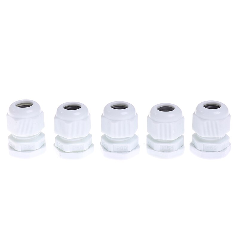 5 kpl vedenpitävä läpivientiholkki kaapelin läpivienti  ip68 pg7- pg16 nylon muoviliitin 3-6.5mm nailon muoviliitin: Valkoinen 5 kpl  pg11