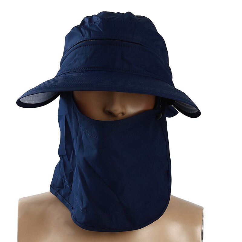 Fietsen Cap Outdoor Running Riding Zonnescherm Zon Hoeden Opvouwbare Uv-bescherming Brede Rand Zonnehoed Zomer Hoed: Navy