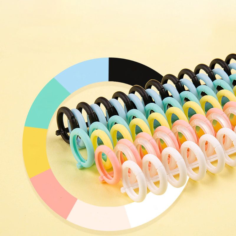 10pcs Plastic Loose Leaf Link Spiral Circles Binder Ring for 30 Holes Notebook Paper Book Scrapbook Stationery
