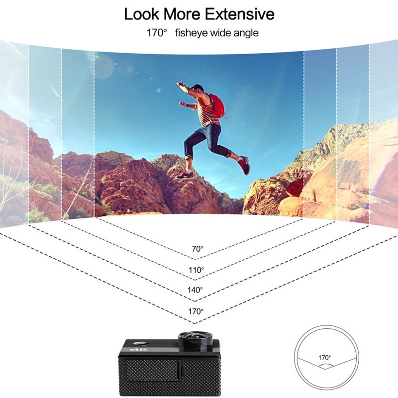 Sports Camera 4K 60 Frame HD Waterproof Camera 2.0 Inch IPS Underwater Camera Cycling Sports DV Camera