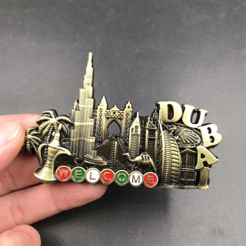 Dubai Metal Fridge Magnet Building UAE Alloy Burj Khalifa Travel Souvenir Magnetic Refrigerator Stickers Home Kitchen Decoration: Lavender