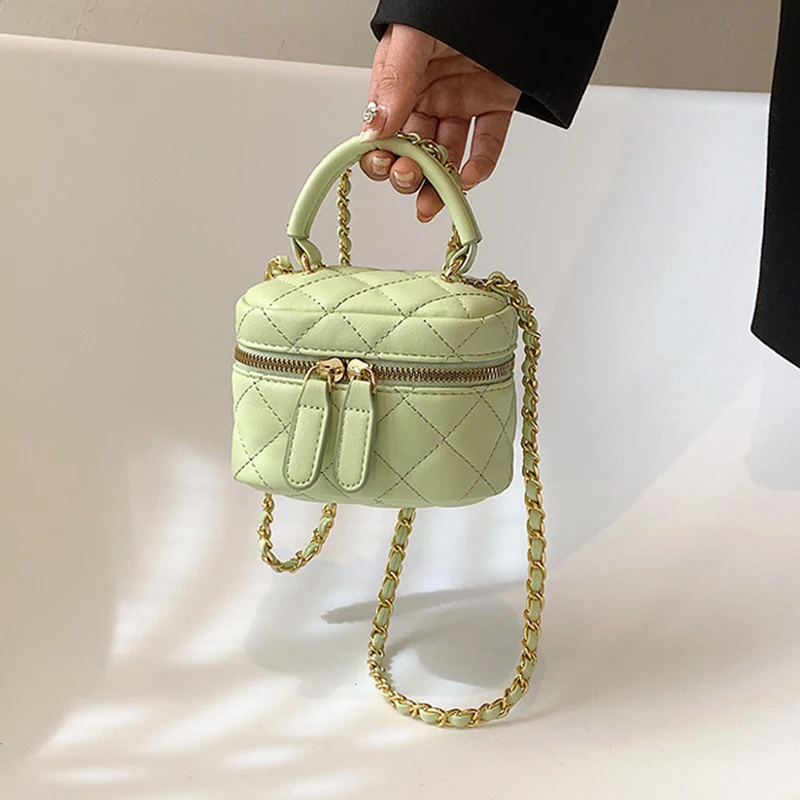 Kinderen Mini Handtassen Zwart PU Lederen Emmer Tas voor Meisjes Metalen Ketting Dames Kleine Crossbody Schoudertassen Kinderen Portemonnee