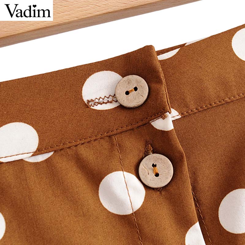 Vadim mujeres vintage dot print midi falda de botones bolsillos una línea Damas casual verano faldas de media pierna falda mujer BA022