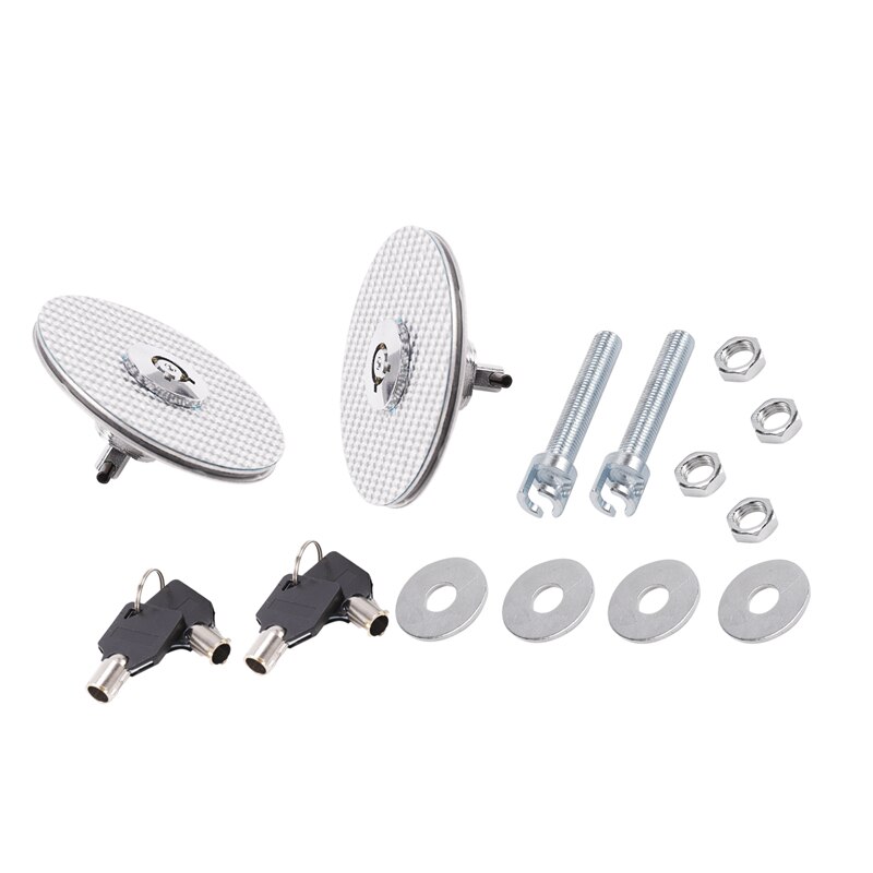 Silver Racing Mount Bonnet Carbon Fiber Hood Pins Latch Key Locking Kit: Default Title