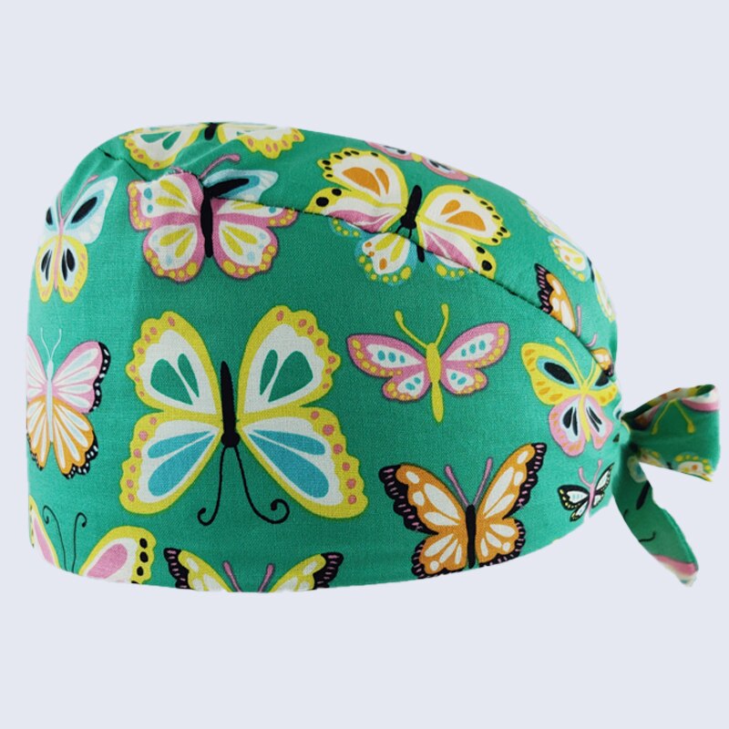 Multicolor Printing Female Dental Surgery Cap Surgeon Cap Operating Room Nurse Cap Unisex Adjustable Breathable Scrub Cap: Z-043