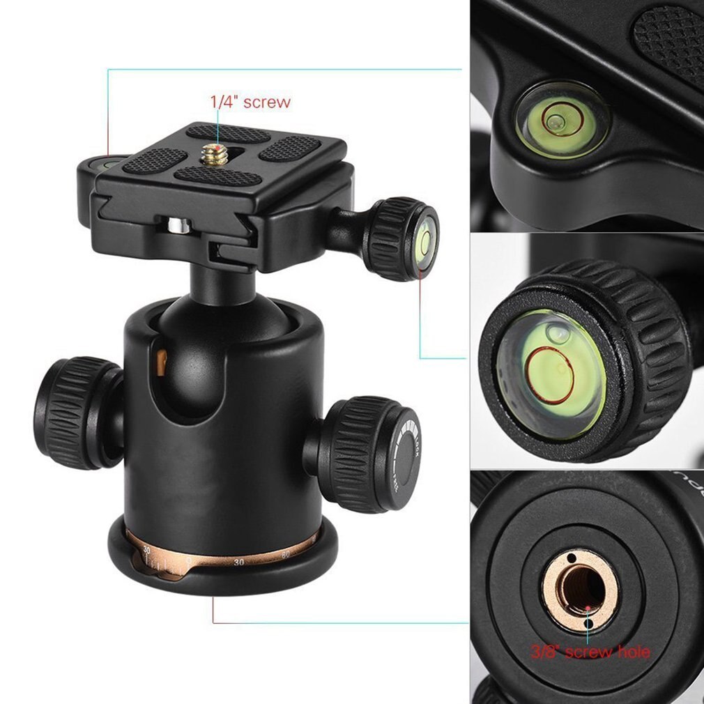 VD-02 Tripod Ball Head 360 Degree Rotating Panoramic Ballhead for Monopod Tripod DSLR Camera Aluminum Alloy