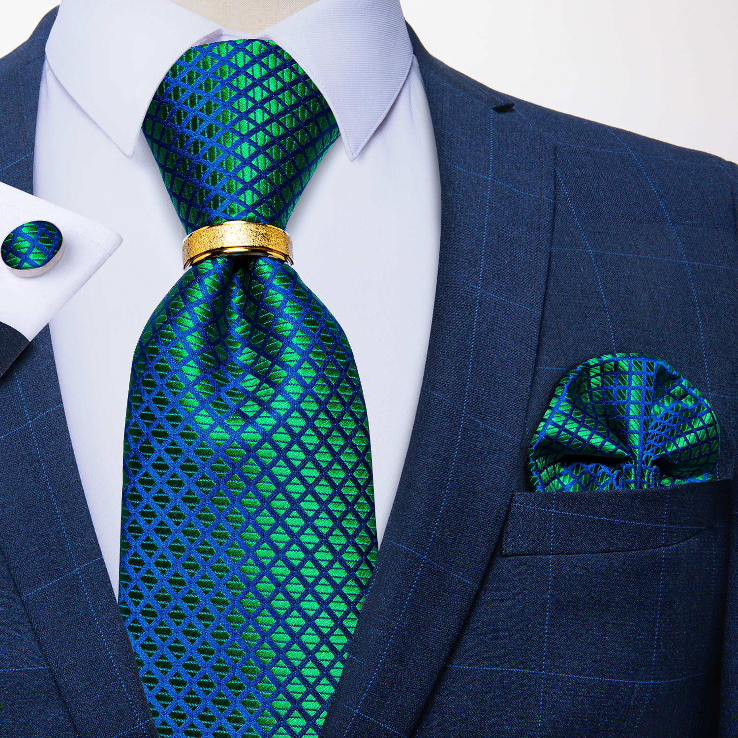Corbata para hombre con anillo de Metal de Color dorado, conjunto de corbata de 8cm a la , pañuelo, gemelos, accesorios para de boda y negocios, para hombre: Rojo