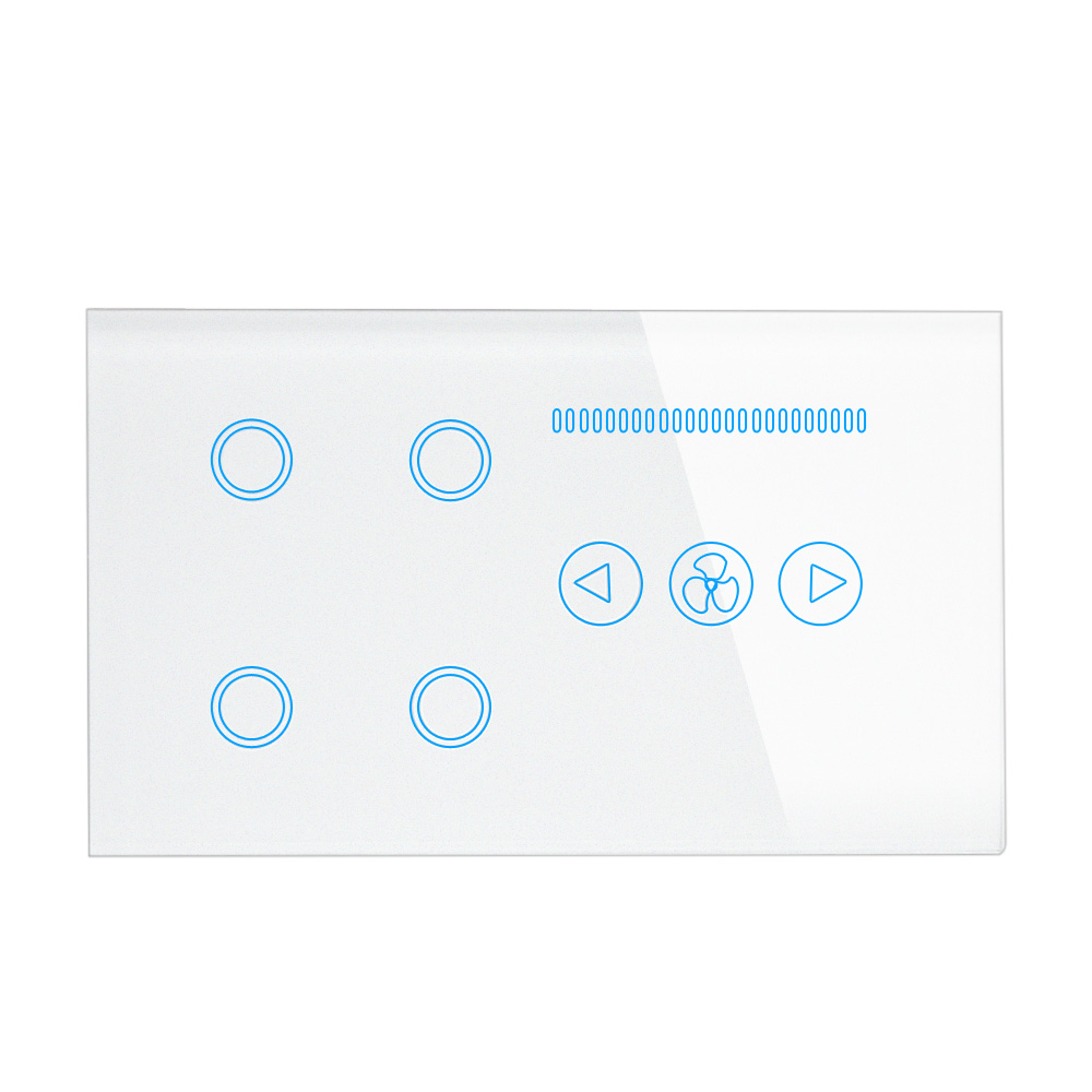 Smart WIFI Switch 4 gang WIFI light switch with wifi Ceiling Fan Switch,White Crystal Glass Panel,Work alexa,google