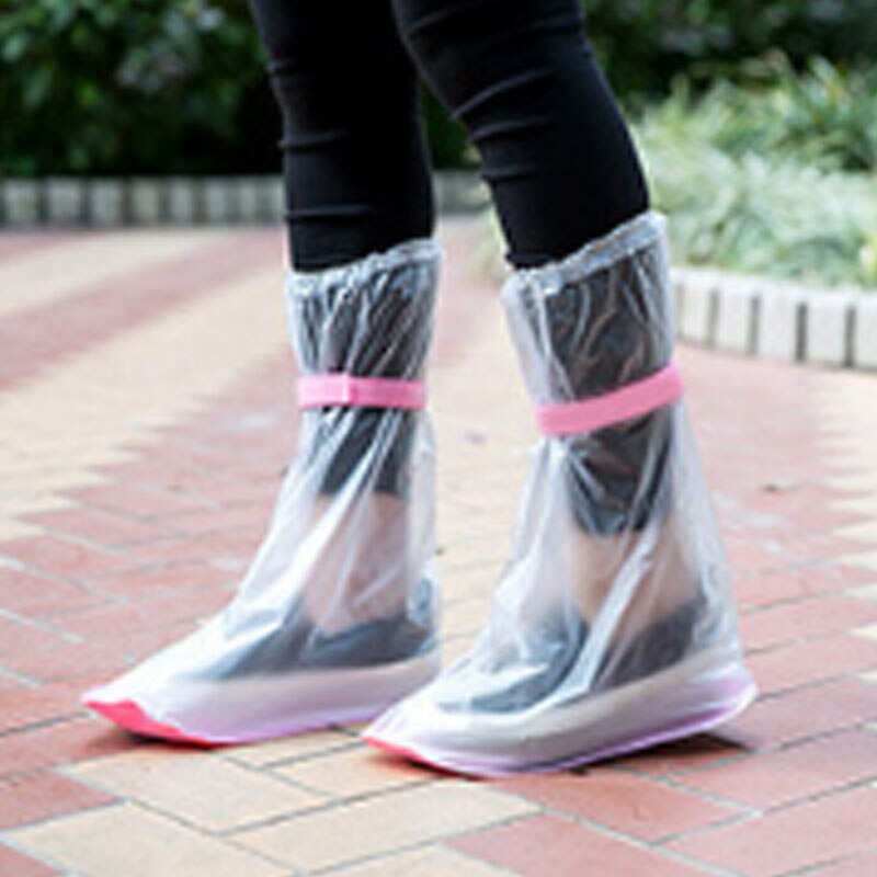 Regntilbehør slip husholdningsartikler bærbare regnskoovertræk regnstøvler vandtætte vandtætte høj støvle: Lyserød l