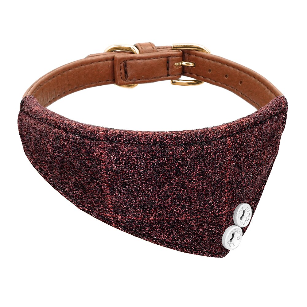 Bandana halsbånd til små mellemstore hunde chihuahua justerbart læder hvalpe kattehalsbånd plaid tørklæde halstørklæde hundetilbehør slips: Rød / L