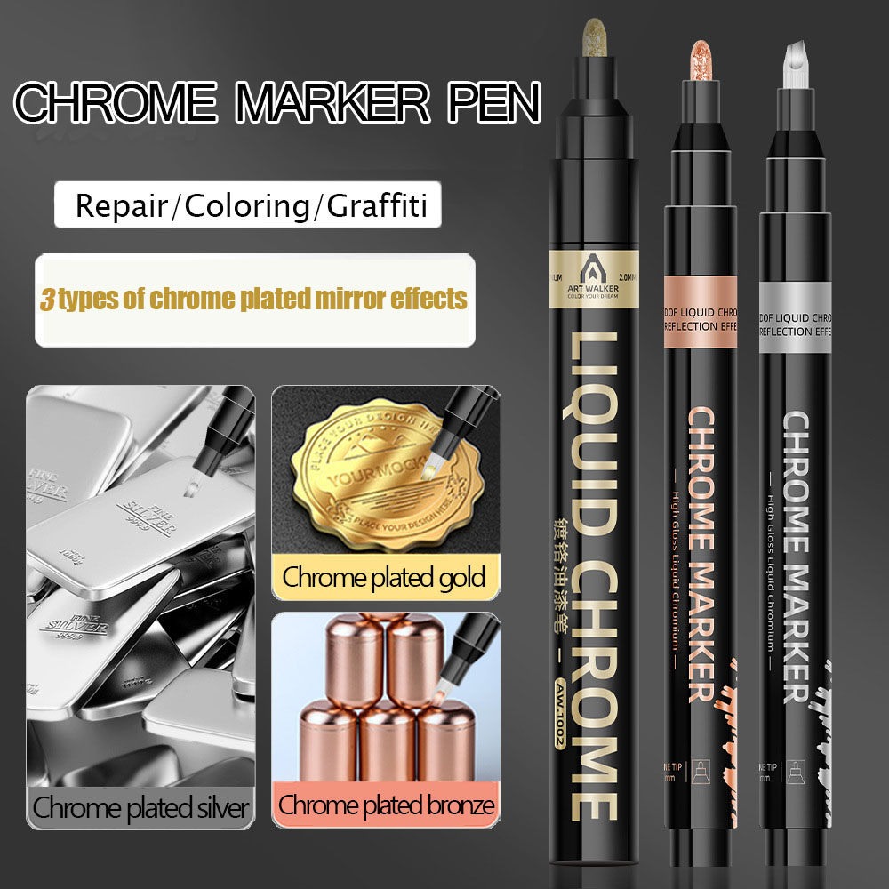 Chrom Spiegel Marker Stift 0,7mm 1mm 2mm DIY Zeichnung Farbe Stift Spiegel Marker Chrom Silber Gold Marker Auto Styling Kunst Handwerk