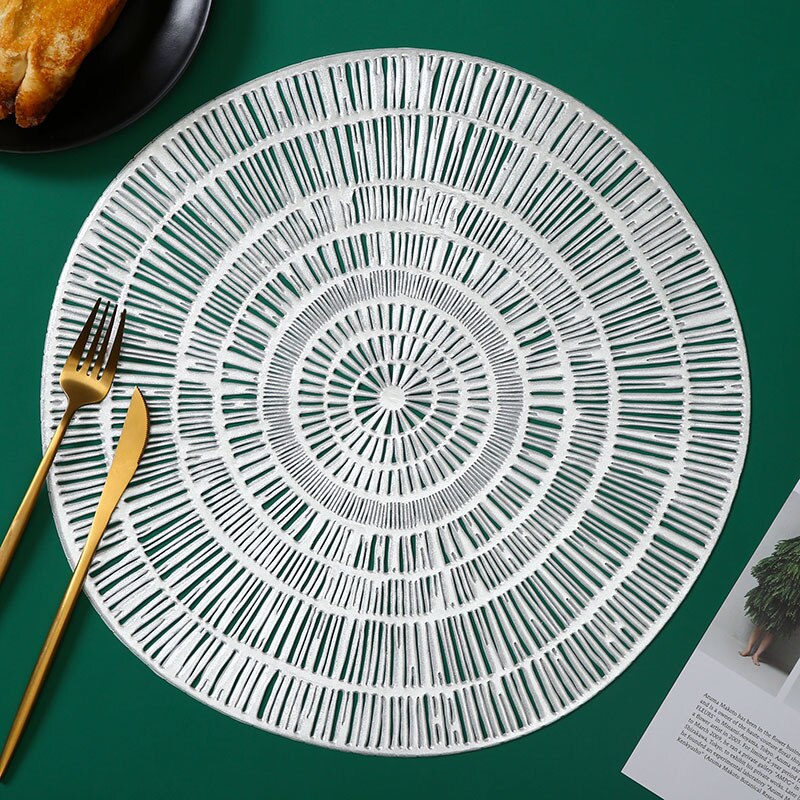 Napperon en PVC motif géométrique, Style Hibiscus fleur antidérapant résistant à la chaleur, utilisation quotidienne, décoration de table à manger, tapis de pique-nique sous-plat: 13