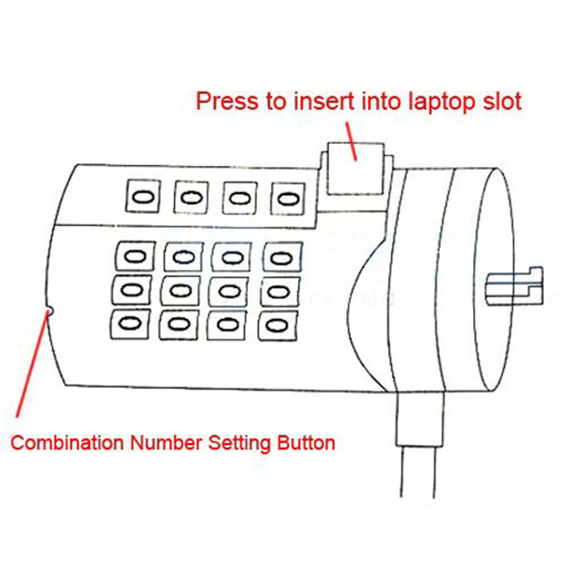 10PCS Laptop Security Lock with 4 Digit Combination Passcode for Slot Security Anti-Theft
