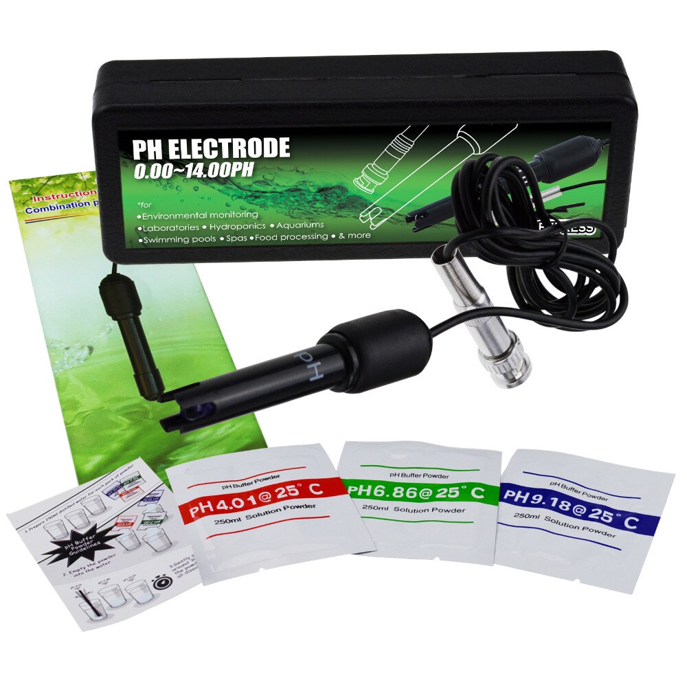 PH Probe with BNC Connector, 150cm Long Cable 0-14pH Test Sensor Electrode for Aquarium Hydroponics Plant Pool Spa