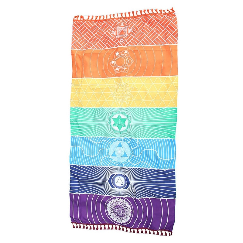Microfiber Stof Materiaal Bohemen India Mandala Deken 7 Chakra Regenboog Strepen Tapestry Strandlaken Yoga Mat Badhanddoek