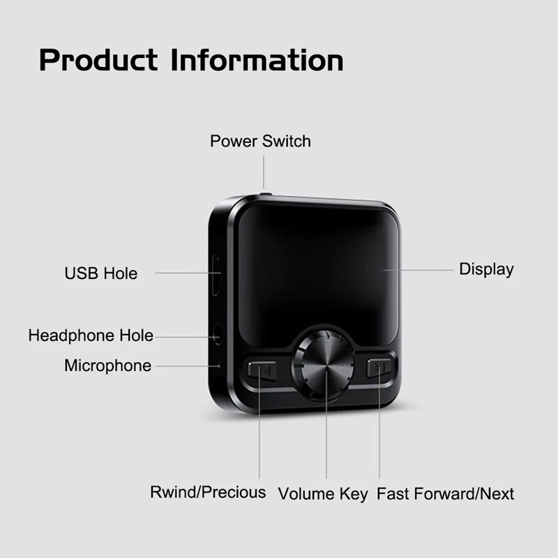 Reproductor MP3 M9, reproductor de música Digital portátil, Radio FM, compatible con función BT, auriculares de 3,5mm, batería recargable de Metal