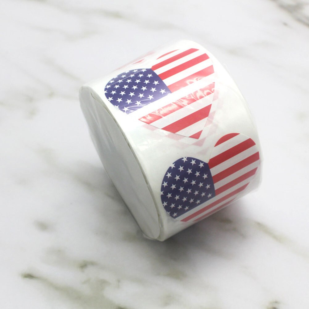 500 stk/rull enkelt påføre usa klistremerke amerikansk uavhengighetsdag pvc vanntett presidentvalg praktisk selvklebende: En