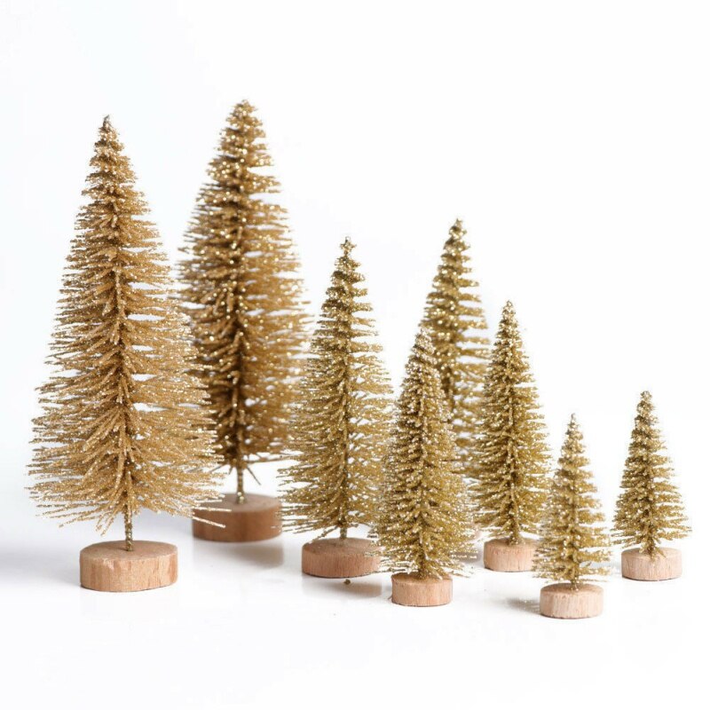 8 stk lille juletræssæt års mini juletræ lille fyrretræ desktop mini juledekoration & festartikler: C