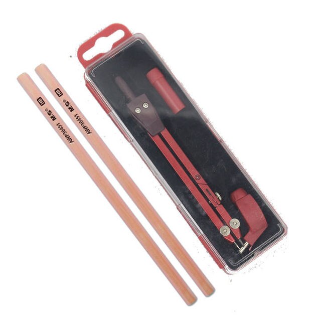 Compass Metal Drawing Stainless Steel Student Stationery Exam with Lead Core Practical Mathematical Tools: A8 red with pen