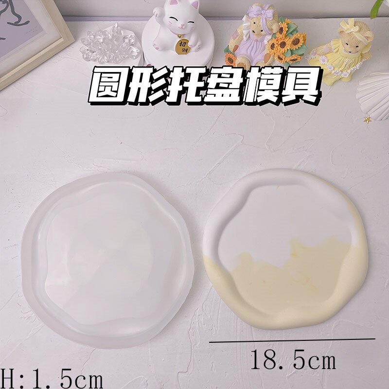 Bandeja de hormigón de Irregular, bandeja de cemento para almacenamiento de joyas, molde de silicona para yeso, arcilla, jarrón, bandeja, de dobladillo: B- thin mold